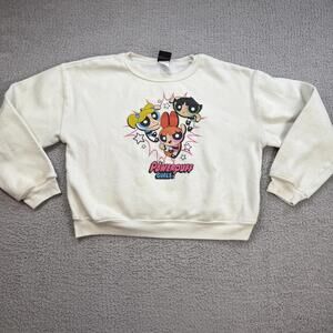 Powerpuff Girls Cartoon Network Sweatshirt Y2K Cream L Pullover Sweater